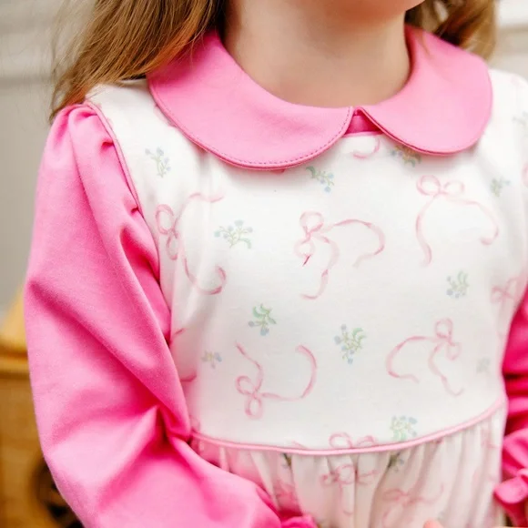 Pristine TBBC Hampton’s Hot Pink Maude's onesie Peter Pan collar 6-12 Months - Picture 2 of 9